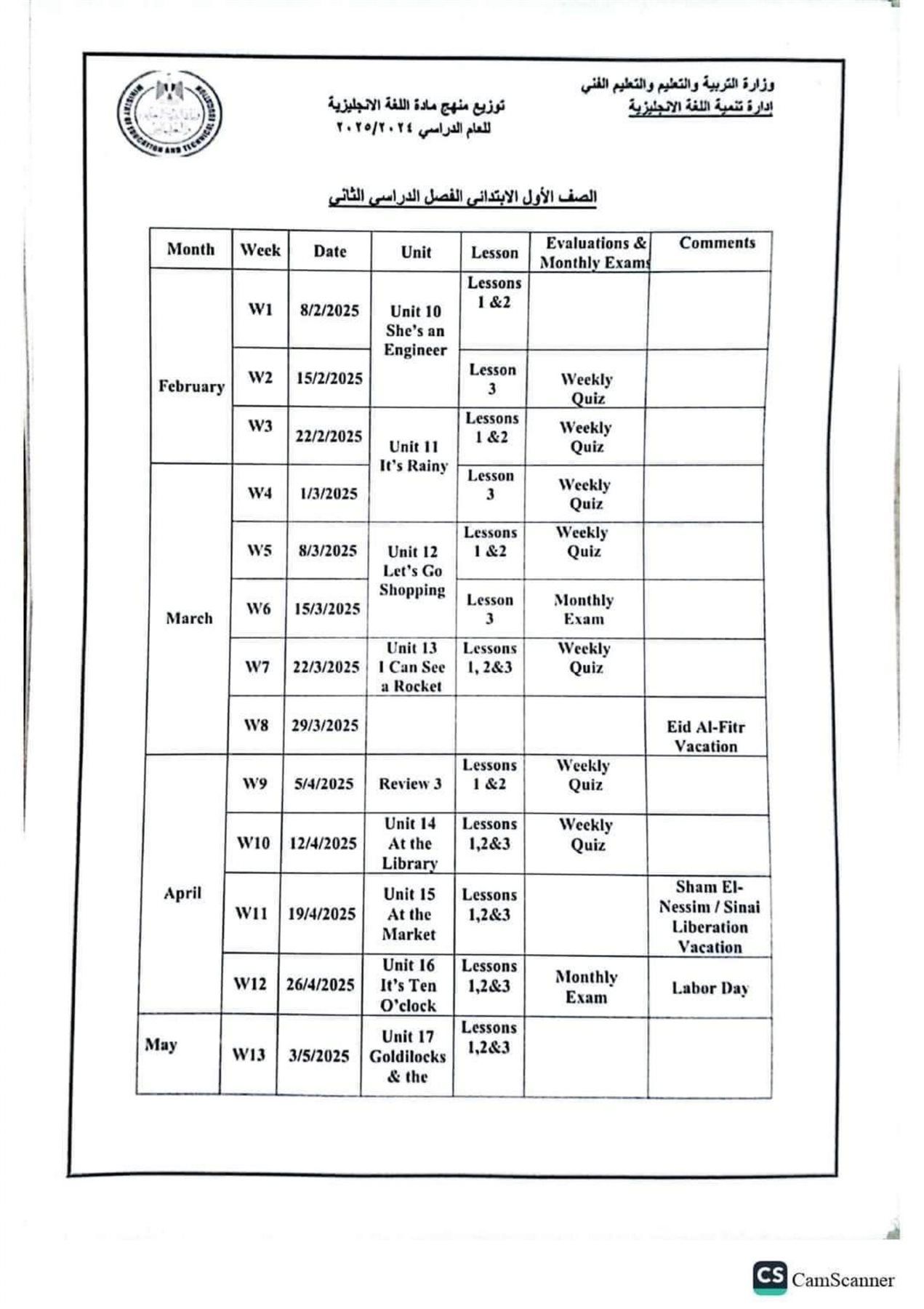 توزيع منهج اللغة الإنجليزية