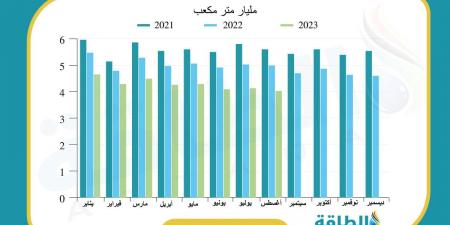 إنتاج مصر من الغاز الطبيعي ينخفض 10.5 مليار متر مكعب