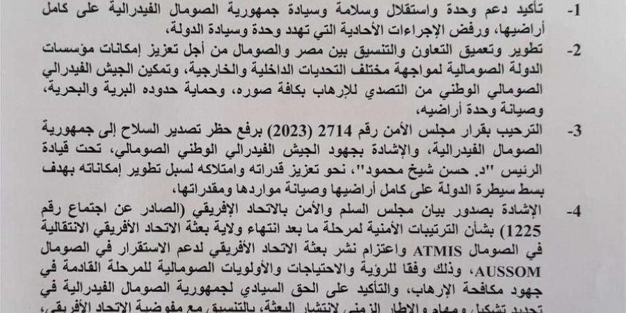 اتفاق مصري صومالي على تمكين الجيش الفيدرالي من التصدي للإرهاب وحماية حدوده البرية والبحرية