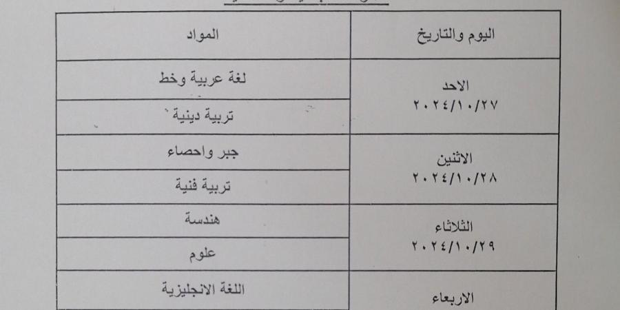 تعليم الجيزة تعلن جداول امتحانات شهر أكتوبر 2024