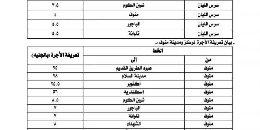 بعد زيادة البنزين.. أسعار تعريفة الركوب الجديدة لسيارات الأجرة والتاكسي بالمنوفية