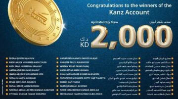 مبرووك للفائزين ب2,000 دينار كويتي..  أسماء الفائزين في السحب الشهري لحساب كنز من بنك برقان