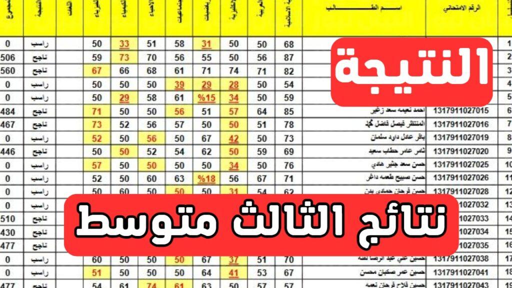 نتائج الصف الثالث المتوسط في العراق