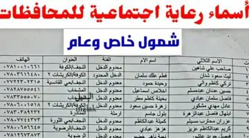 استعلم عن اسماء المشمولين بالرعاية الاجتماعية بالنسبة للوجبة السابعة pdf عبر منصة مظلتي في كافة محافظات العراق
