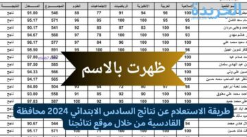طريقة الاستعلام عن نتائج السادس الابتدائي 2024 محافظة القادسية من خلال موقع نتائجنا