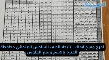 افرح وفرح أهلك.. نتيجة الصف السادس الابتدائي محافظة الجيزة بالاسم ورقم الجلوس