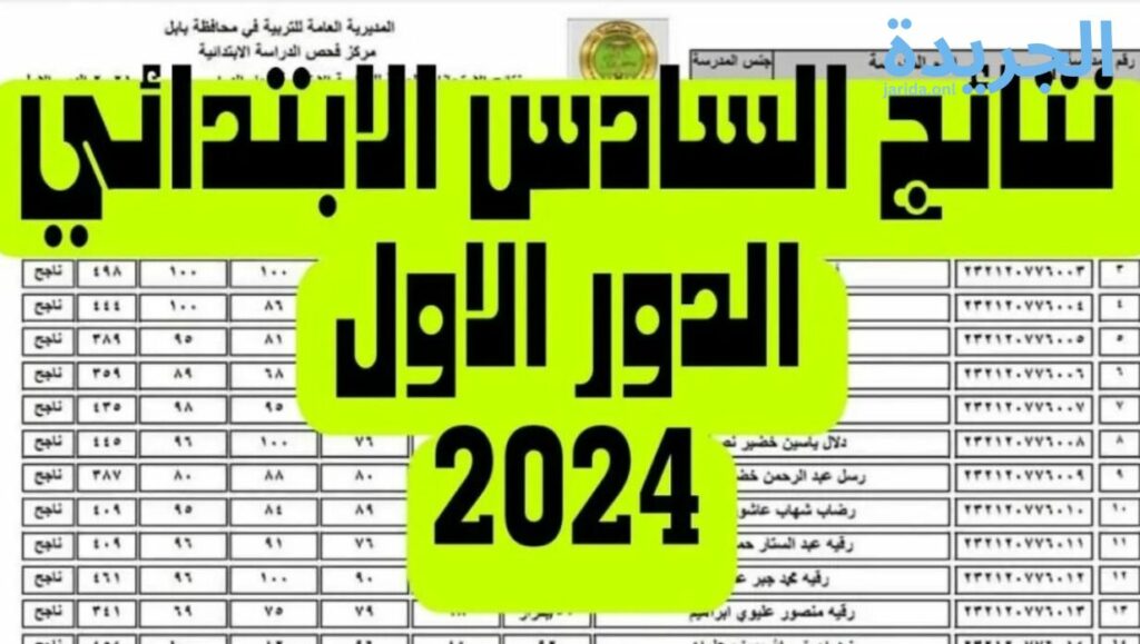 نتائج السادس الابتدائي محافظة واسط 
