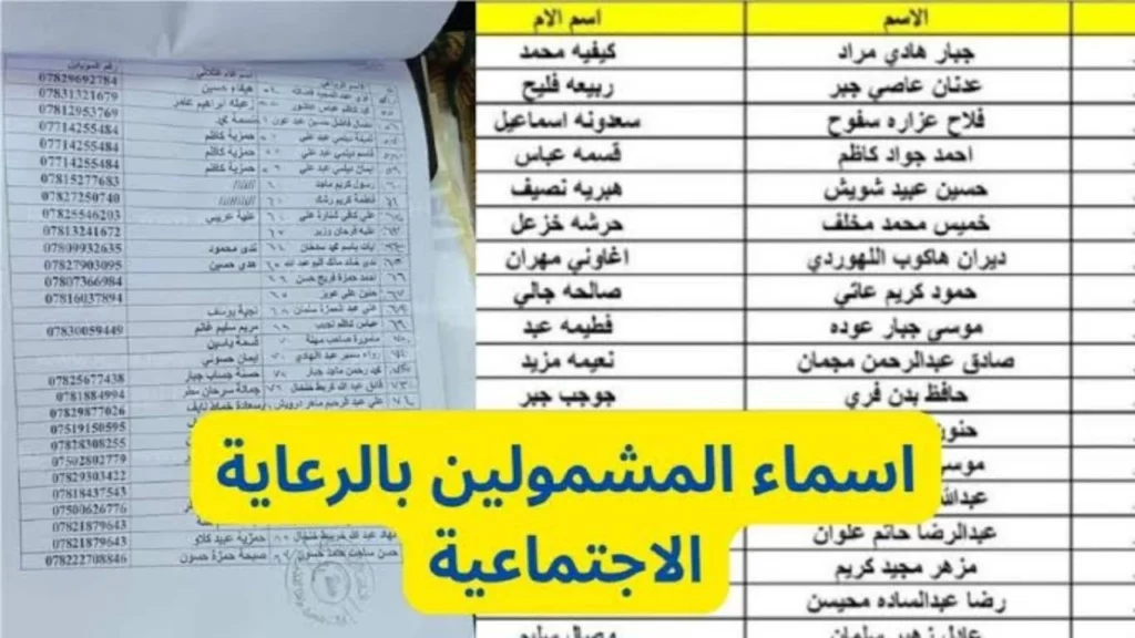 أسماء المشمولين بالرعاية الاجتماعية الوجبة الأخيرة