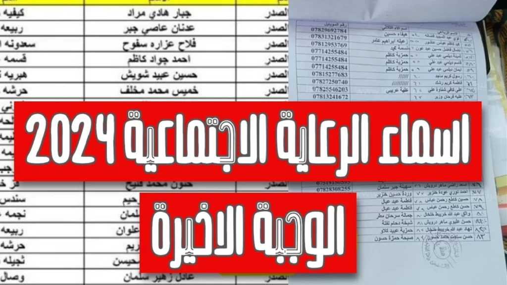 اسماء المشمولين بالرعاية الاجتماعية 
