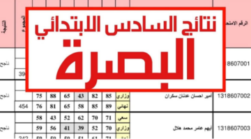 استعلم الان عن نتائج السادس الدور الأول محافظة البصرة 2024