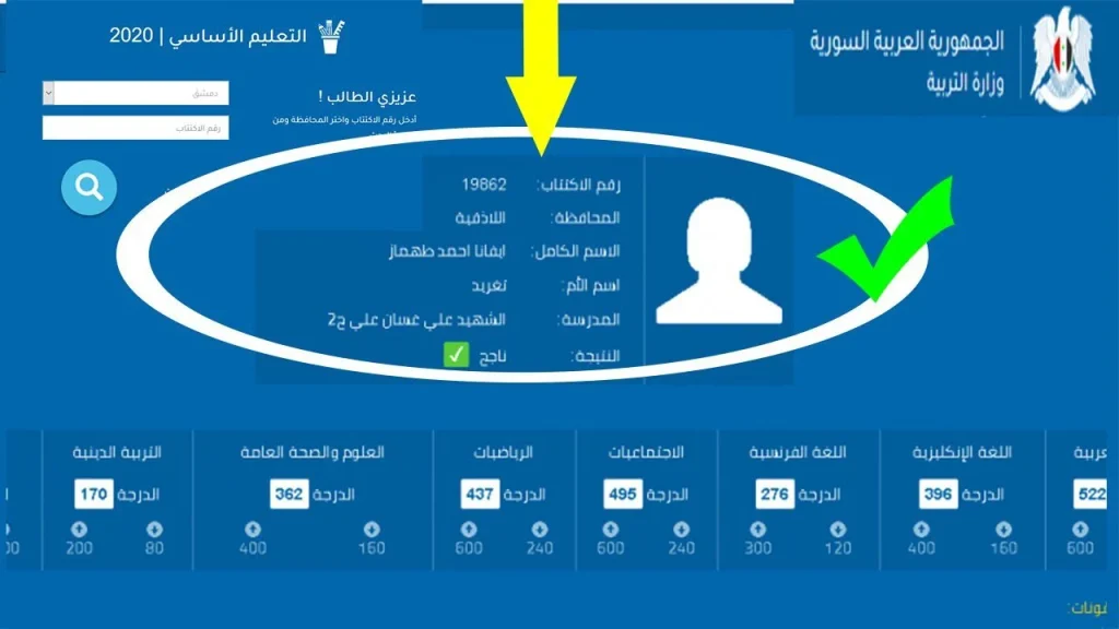 نتائج الصف التاسع في سوريا