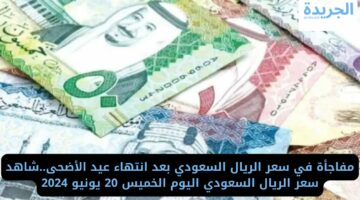 مفاجأة بعد انتهاء عيد الأضحى.. شاهد سعر الريال السعودي اليوم الخميس 20 يونيو 2024
