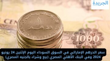 سعر الدرهم الإماراتي في السوق السوداء اليوم الإثنين 24 يونيو 2024 وفي البنك الأهلي المصري (بيع وشراء بالجنيه المصري)