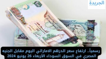 رسمياً.. ارتفاع سعر الدرهم الاماراتي اليوم مقابل الجنيه المصري في السوق السوداء الأربعاء 26 يونيو 2024 