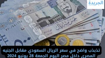 تذبذب واضح في سعر الريال السعودي مقابل الجنيه المصري داخل مصر اليوم الجمعة 28 يونيو 2024