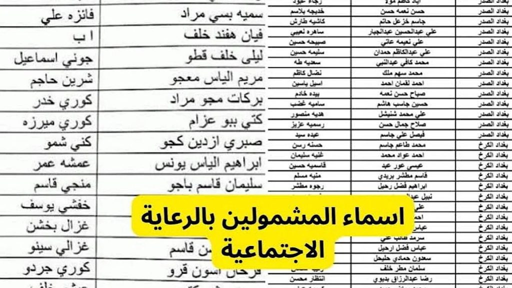 اسماء الرعاية الاجتماعية الوجبة الأخيرة