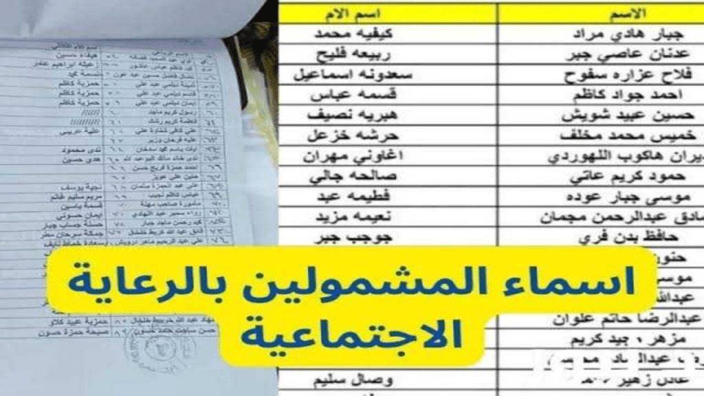 الاستعلام عن أسماء المشمولين بالرعاية الاجتماعية