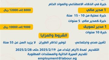 وزير العمل يعلن عن 4 فرص عمل لكوادر مصرية في “شركة الطعام اللذيذ” بالسعودية – الجريدة