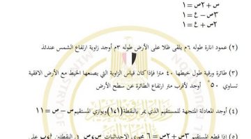 مراجعات نهائية الرياضيات الصف الأول الثانوي: أسئلة تقييم الأسبوع العاشر ترم ثاني