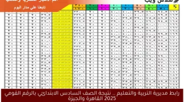 رابط مديرية التربية والتعليم .. نتيجة الصف السادس الابتدائي بالرقم القومي 2025 القاهرة والجيزة