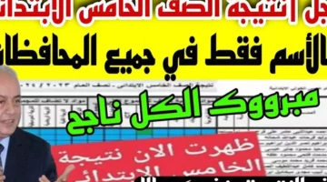 بوابة التعليم الاساسي نتيجة الصف الخامس الابتدائي الترم الثاني 2025 برقم الجلوس او بالاسم فقط وبالرقم القومي