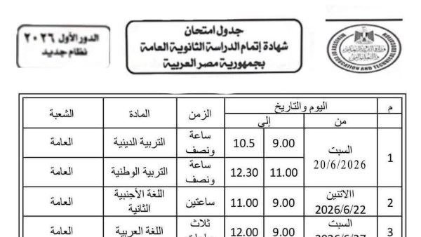 جدول امتحانات الثانوية العامة 2026 في مصر.. التعليم تحسم الجدل وتكشف الحقيقة الكاملة حول التسريبات وموعد الإعلان الرسمي وبداية الامتحانات